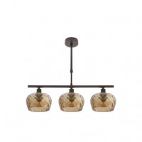 Distribuidor - Lâmpadas Diversas | Lâmpadas Modernas | LAMPARA ESTELA 3XE14 MARRON REGX55X13 CM C/TULIPAS CRISTAL TALLADO AMBAR Ref: 196853002